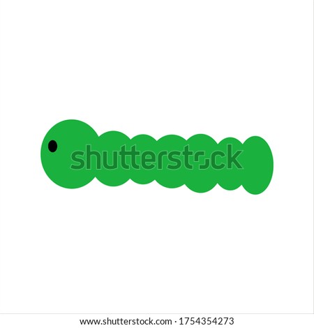 Green caterpillar, isolated insect, simple flat vector illustration