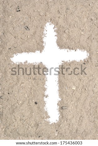 White cross in ash