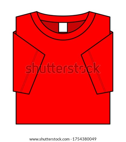 Red T-Shirt Folded on White Background, Vector File