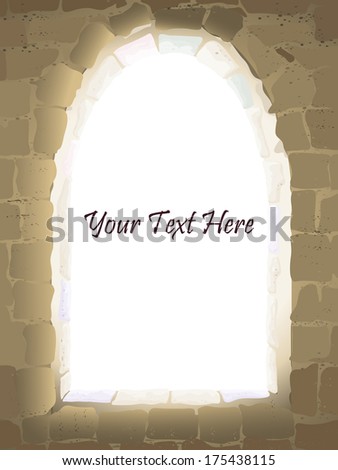 Vector illustration, medieval abstract window, card concept.