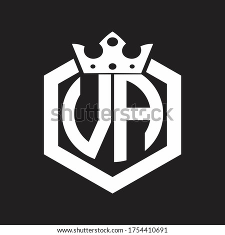 VA Logo monogram rounded by hexagon shape with crown design template