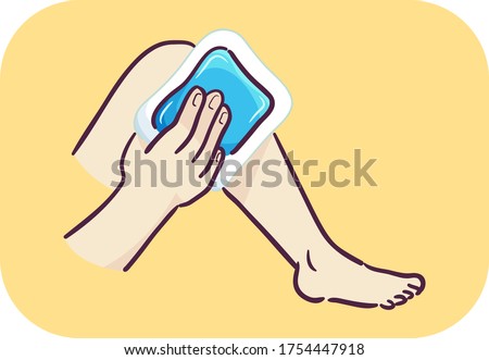 Illustration of a Hand Pressing an Ice Pack to His Knee Pain, Musculoskeletal Pain Royalty-Free Stock Photo #1754447918