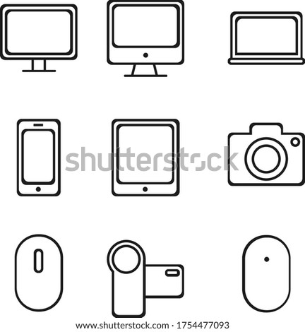 vector illustration of a set of gadget icons, outline style 