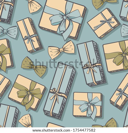 Seamless pattern with holiday gift boxes