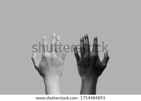 male with White and Black skin in stop racism concept , discrimination concept , skin concept  Royalty-Free Stock Photo #1754484893
