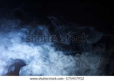 Swirling Grey and Blue Fog on Black Background