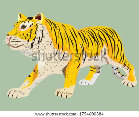 the tiger on green background vector design