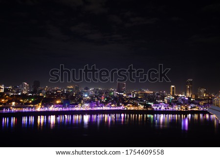 Riverside light in cambodia at night