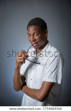 Young african american man with white shirt