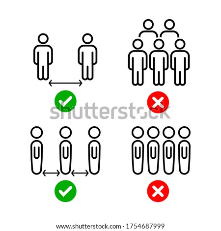 Keep safe distance infographic, 4 Set icon design vector. Social Distancing Keep Your Distance 1 m or 1 Metre Infographic Icon. Vector Image. Royalty-Free Stock Photo #1754687999
