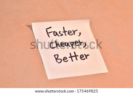 Text faster cheaper better on the short note texture background