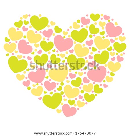 Cute Valentine love congratulation card with border of hearts