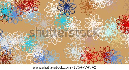 Light Blue, Yellow vector doodle background with flowers. Modern design with gradient Flowers on abstract background. Smart design for wrapping, wallpapers.
