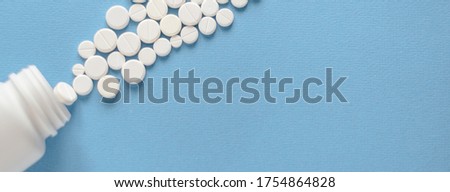 Pill bottle on red background for use in presentations, education manuals, design, etc 3D illustration. Medicine concept. top view