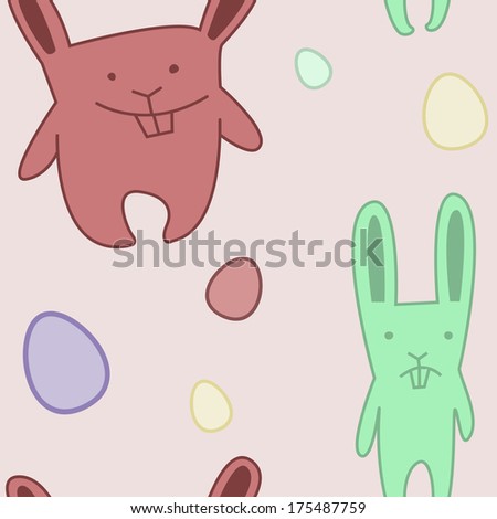 Light Easter bunnies with eggs pattern