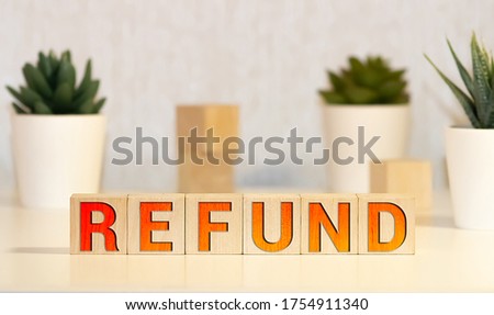 Wooden Blocks with the text: Refund, business concept