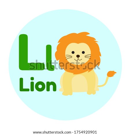 Animal Cartoon Alphabet L Cute Lion Vector