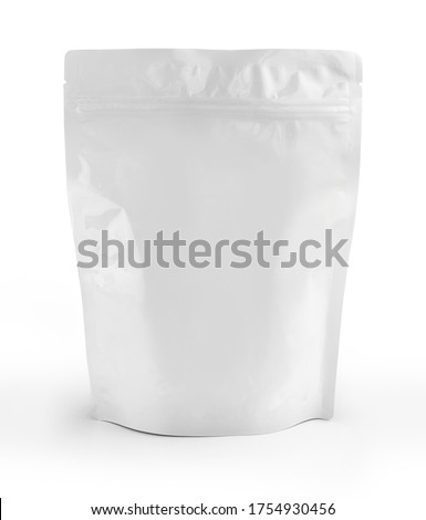 Mockup Stand Up Blank Bag For Coffee, Candy, Nuts, Spices, Self-Seal Zip Lock Foil Or Paper Food Pouch Snack Sachet Resealable Packaging. Royalty-Free Stock Photo #1754930456
