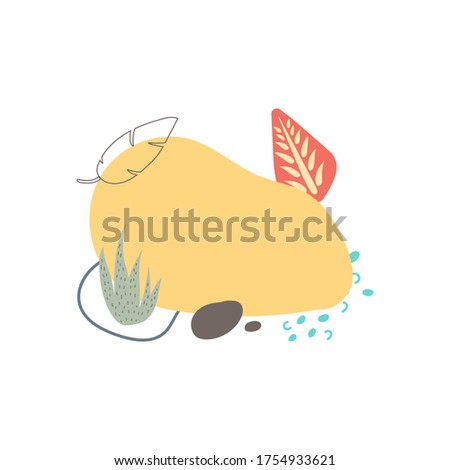 abstract tropical leaves frame yellow orange