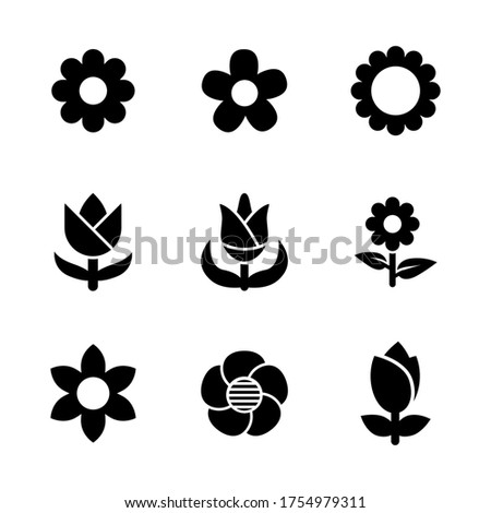 flower icon set glyph style design