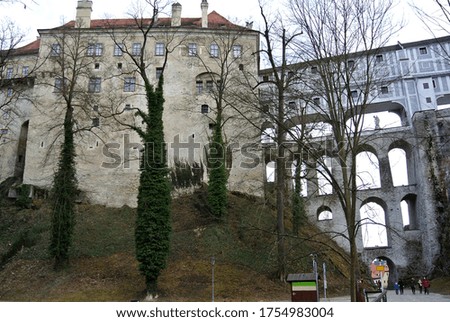The walls and winter trees in Cesky Krumlov are wonderful.
