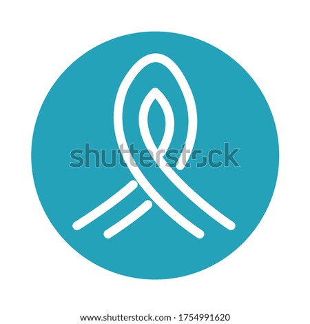 ribbon campaign awareness medical and health care vector illustration block style icon