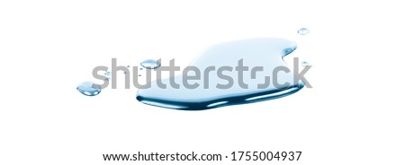 spill water drop on the floor isolated with clipping path on white background.