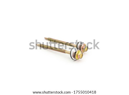 tapping screws made od steel, metal screw, iron screw, chrome screw, screws as a background, wood screw.
