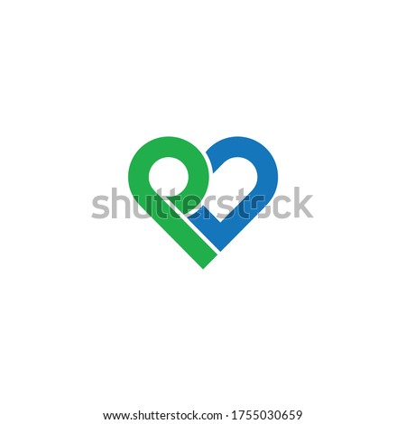 letter P and D, initial PD, DP logo in love line art style template