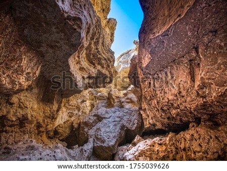 Landscape in the Sesriem Canyon in the Namib-Naukluft National Park in Namibia during summer