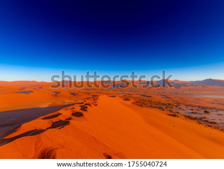 Spectacular morning sunrise at Sossusvlei in the Namib Desert during summer
