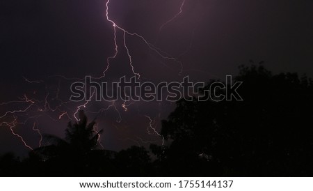 Lightning Bolt in Purple Night Sky