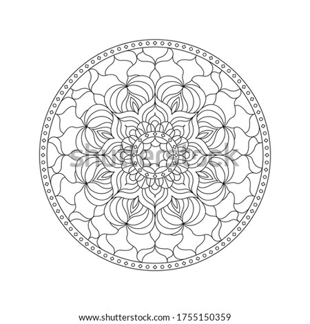 Circular ornament for adult and children's coloring books, scrapbooking or embroidery. Vector illustration in The zentangle technique. Simple Doodle style isolated on white background.