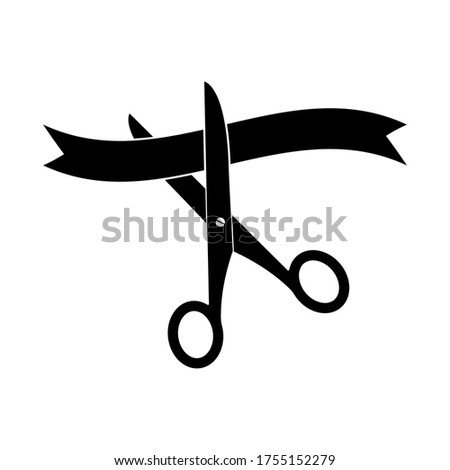 Vector illustration. Scissors and tape isolated on white background, simple flat design