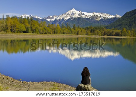 Mt Shuksan back view from baker Lake with Beautiful Reflection