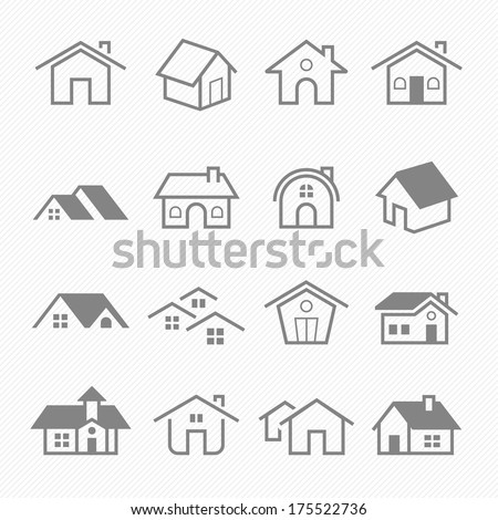 Home outline stroke symbol vector icons  Royalty-Free Stock Photo #175522736