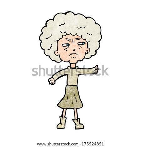 cartoon annoyed old woman