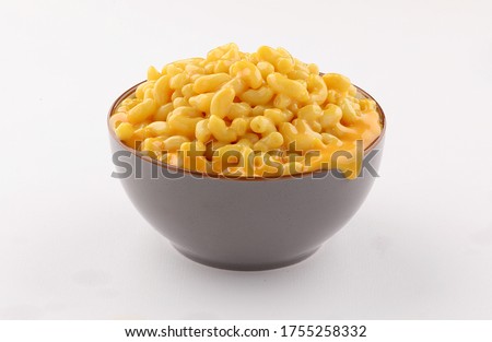 Macaroni and Cheese with bacon, chicken, isolated on white background Royalty-Free Stock Photo #1755258332