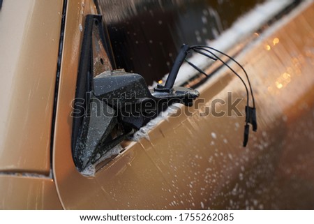 car side mirror is broken, Car insurance concept