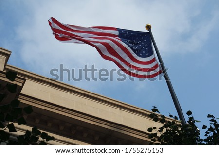 The American flag in the wind