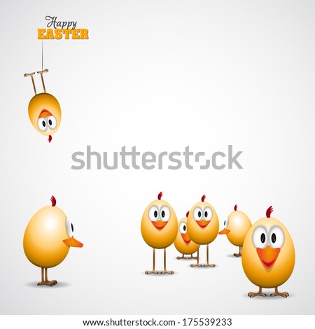 Funny Easter eggs chicks - background illustration - Happy easter card