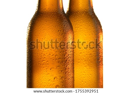 Ice cold beers with white background