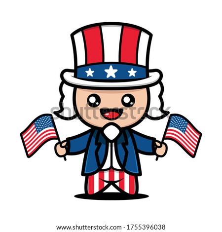 Simple and Cute mascot of fourth of July design illustration