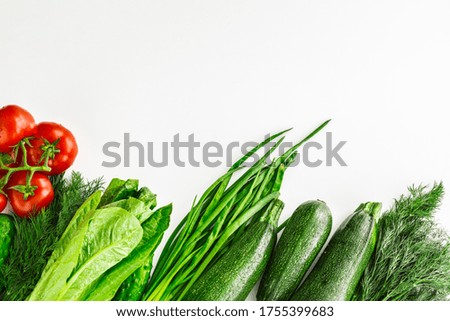 harvest. green and red vegetables on a light background. the view from the top. healthy diet