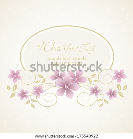 Wedding card or invitation with abstract floral background. 