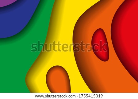 Abstract Rainbow Color 3D Paper Cut Shapes Background