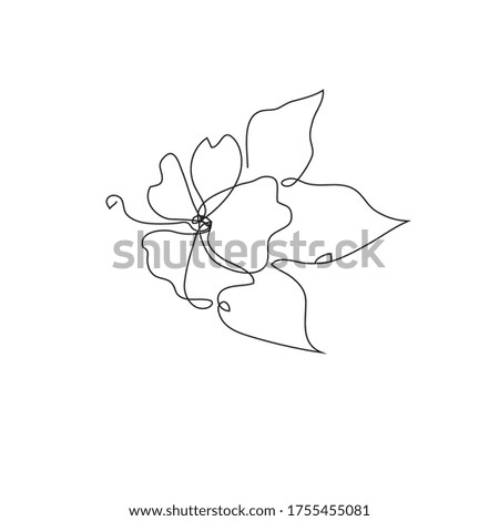 Continuous line decorative hand drawn hibiscus flower, design element. Can be used for cards, invitations, banners, posters, print design