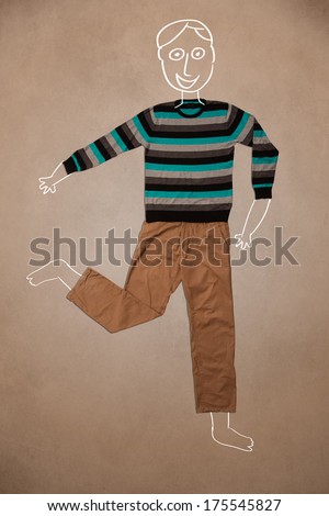 Hand drawn cute funny character in casual clothes