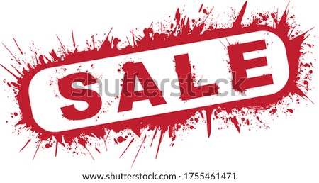 SALE - red brush painted ink stamp banner on white background