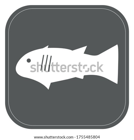 Fish icon, symbol, gray, vector